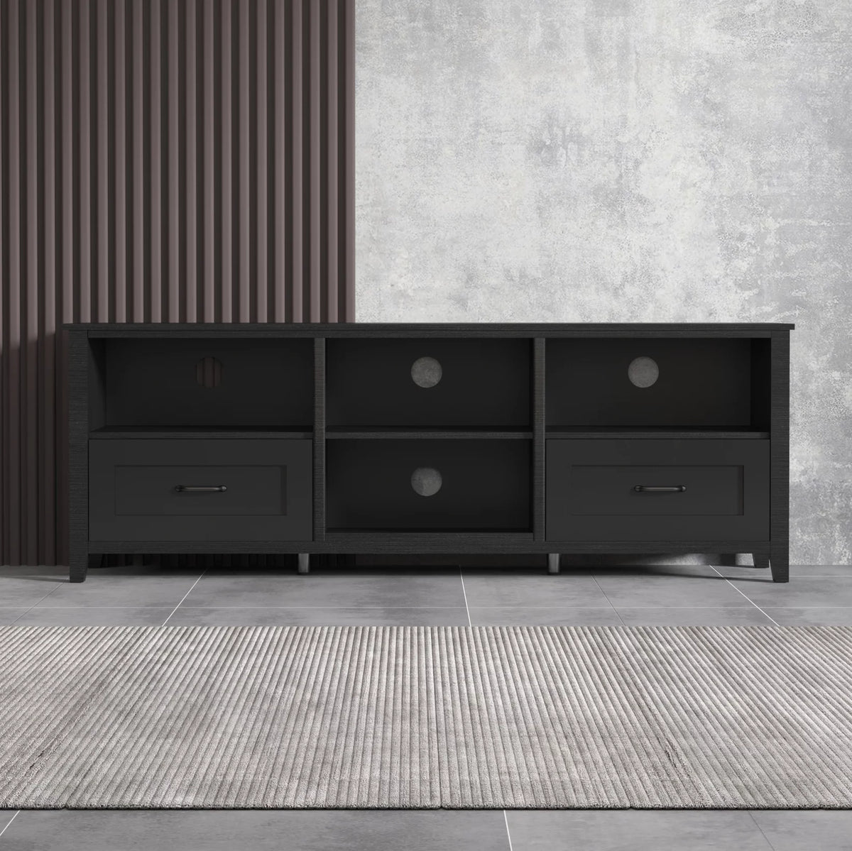 Black TV Stand with 2 Drawers and 4 Storage Compartments R48619