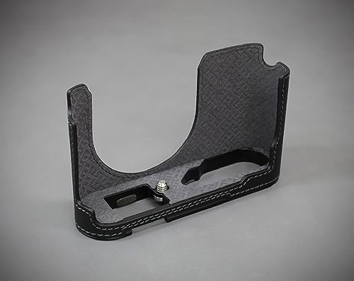 Black Leather Camera Half Case with Metal Grip Y5308