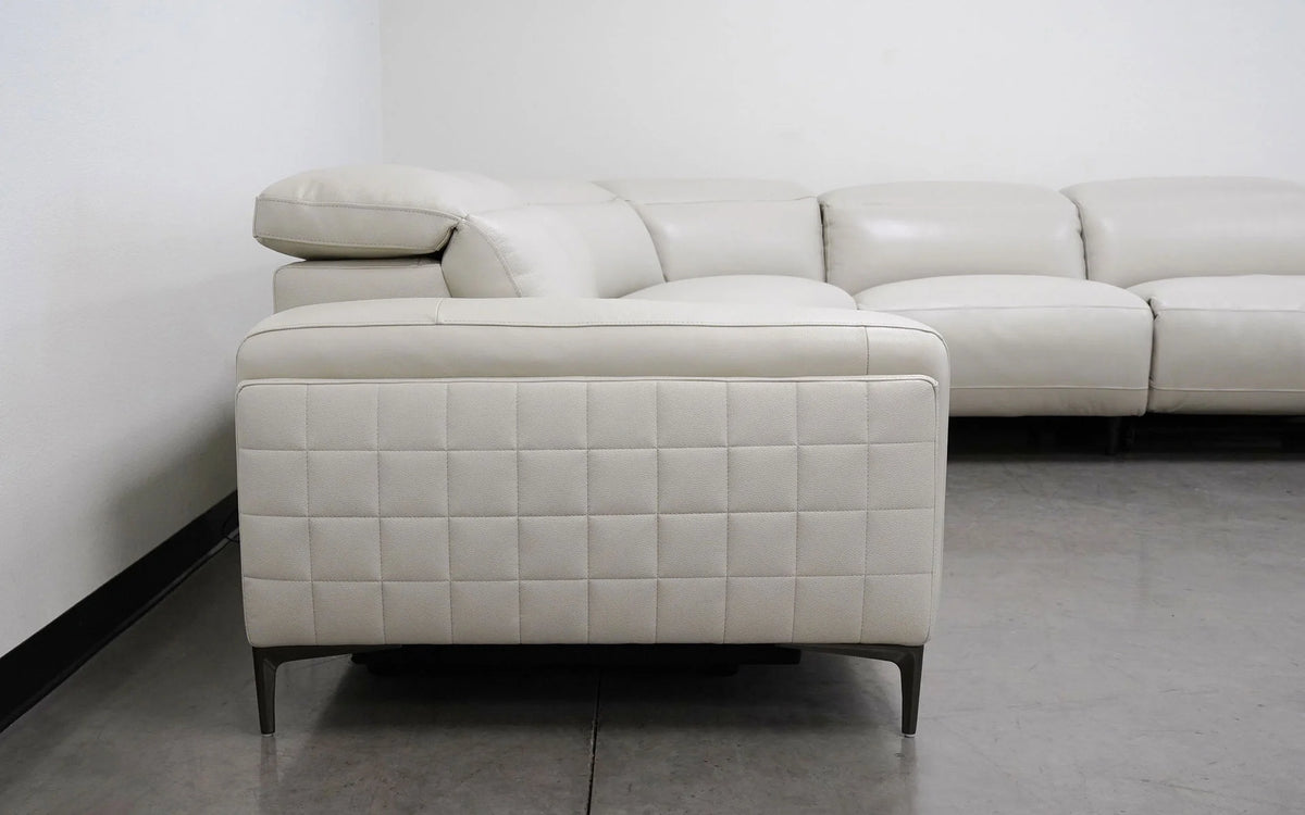 White Leather 5 Pc Reclining Sectional D2306