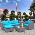 6 Pieces PE Rattan Wicker Outdoor Sofa Conversation Set with Cushions S1122