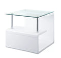 Clear Glass White End Table E28935