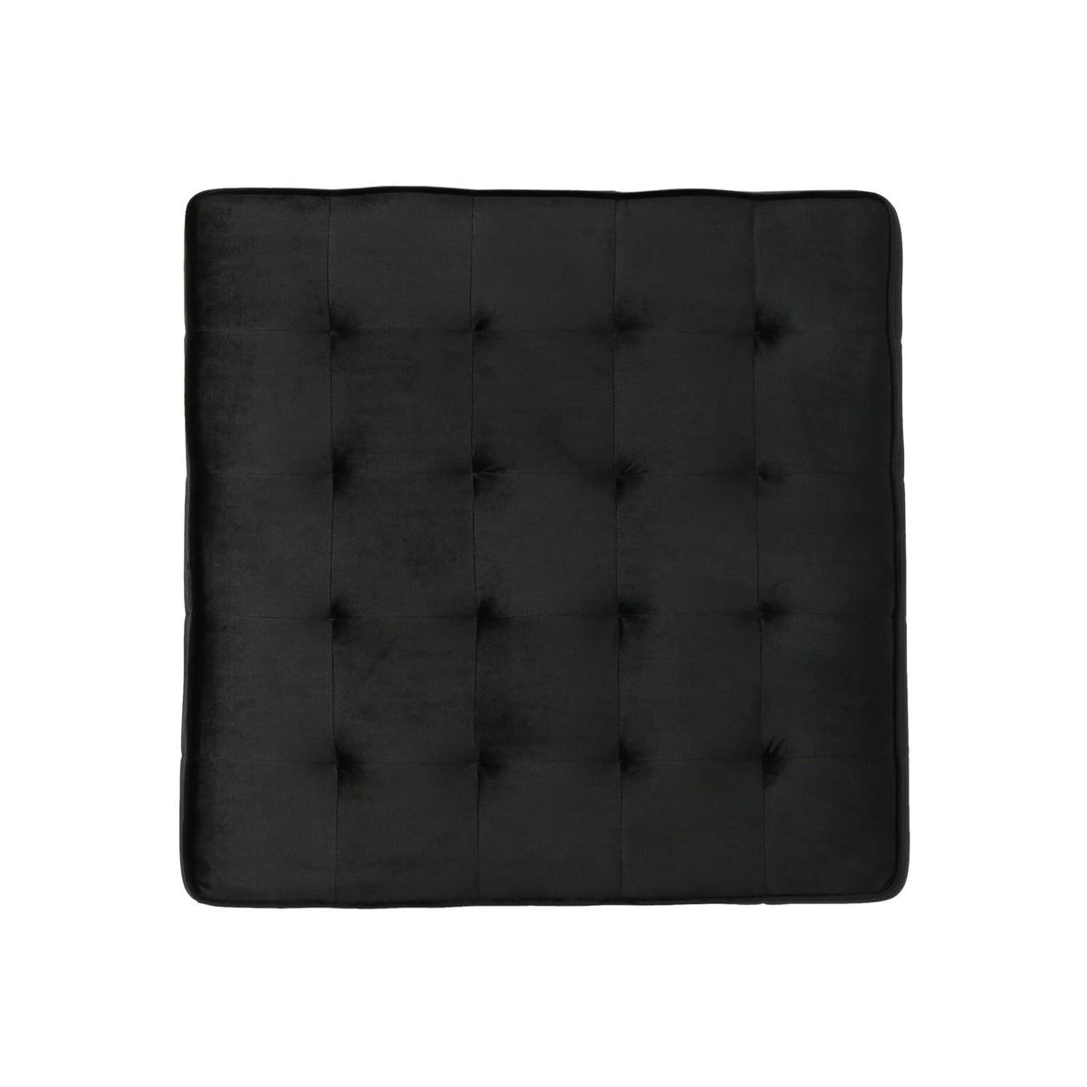 Black Velvet Tufted Ottoman I4195