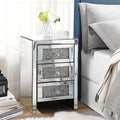 Mirrored 3-Drawer Crystal Nightstand Y3915