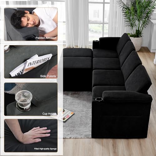 Velvet U Shaped Sectional Sofa 8 Seats G55397