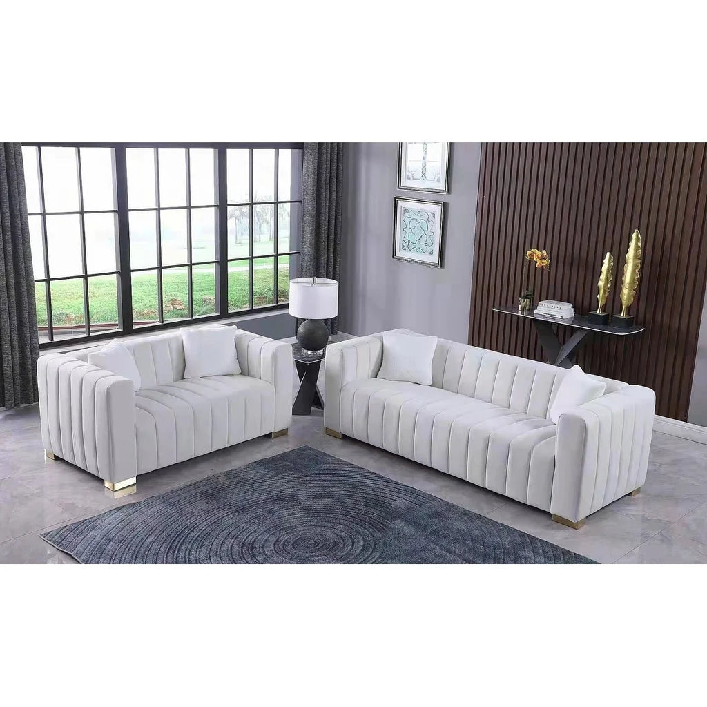 Navy Blue Velvet 2-Seat Sofa W118
