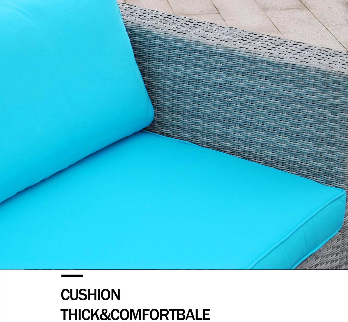 6 Pieces PE Rattan Wicker Outdoor Sofa Conversation Set with Cushions S1122