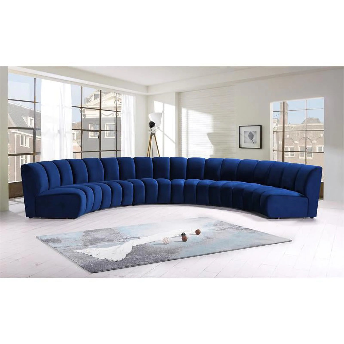 Navy Velvet 6-Piece Modular Sectional Sofa H731