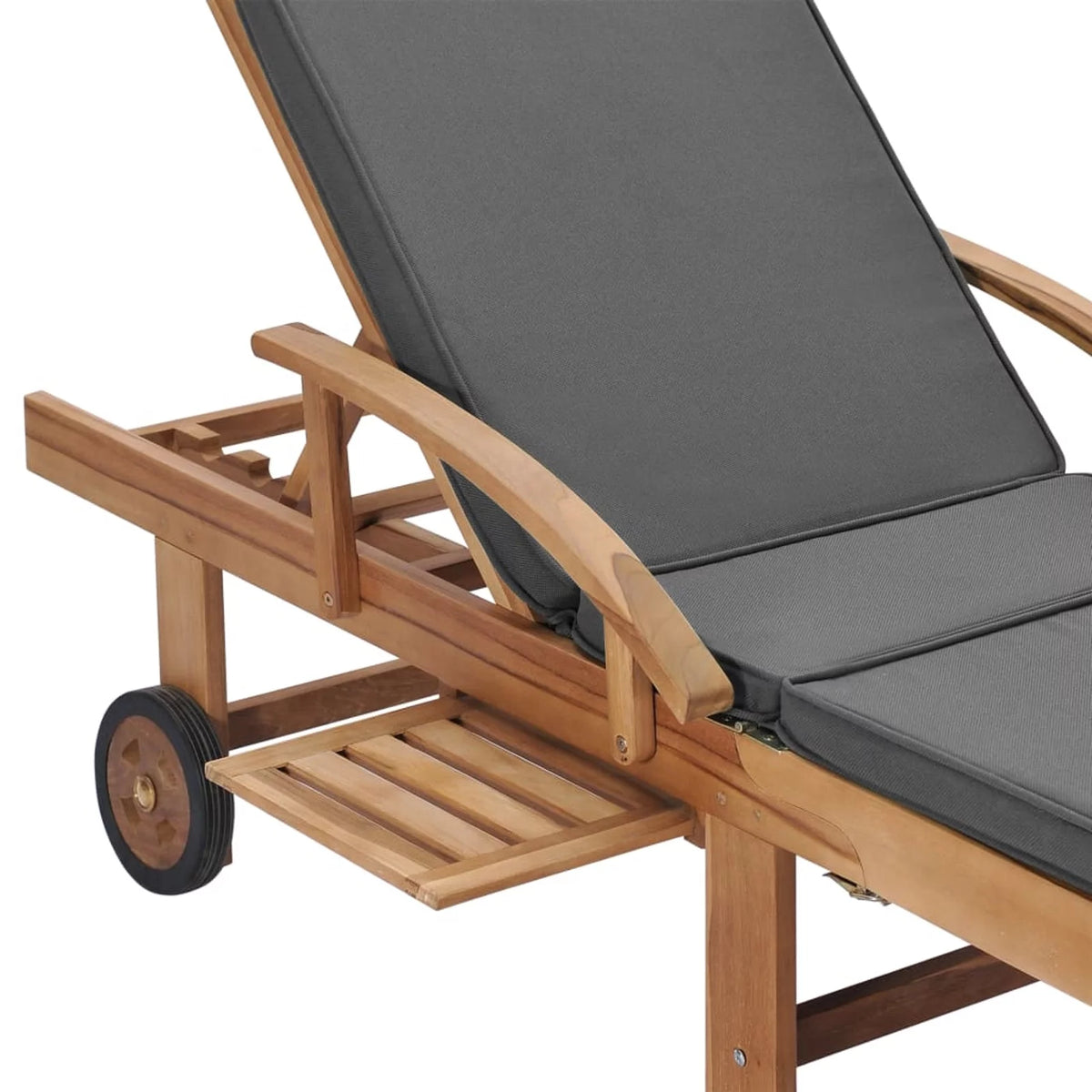 Adjustable Teak Wood Chaise Lounge Chair with Wheels C65918