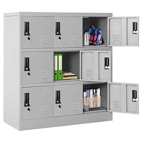 9 Door Black Steel Storage Locker with Lock I988584