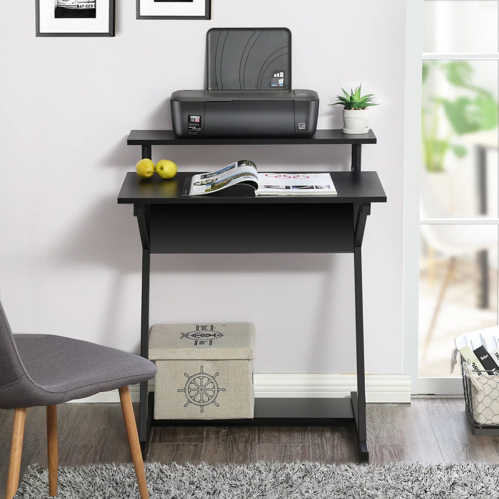 Black Computer Desk with Monitor Shelf F253930