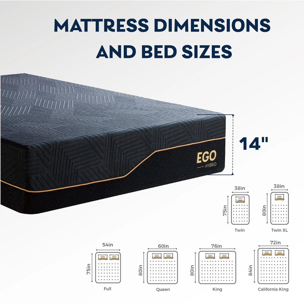 Black 14 inch King Size Hybrid Memory Foam Mattress W324665