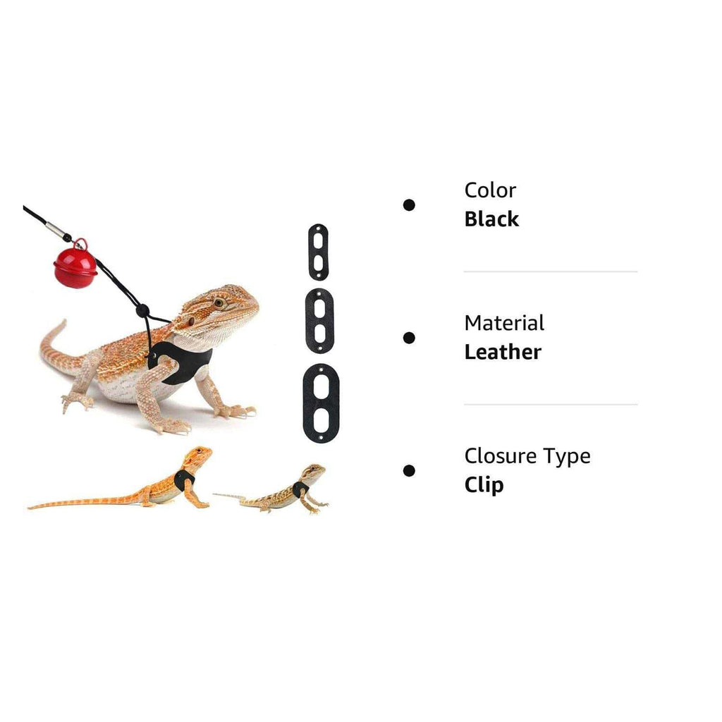 3 Packs Adjustable Soft Leather Bearded Dragon Harness and Leash V6845