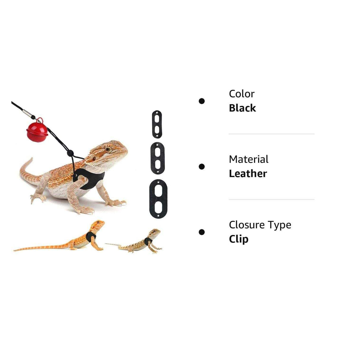3 Packs Adjustable Soft Leather Bearded Dragon Harness and Leash V6845