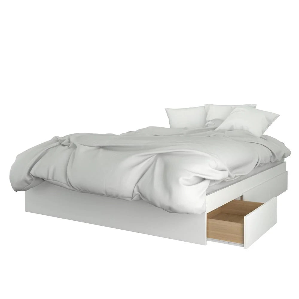 4 Piece Queen Size Bedroom Set Natural Maple and White E951
