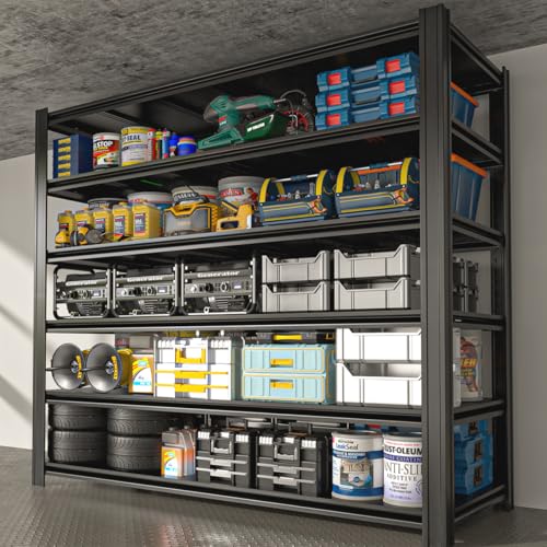 5 Tier Adjustable Heavy Duty Metal Shelving Unit, Black M57252