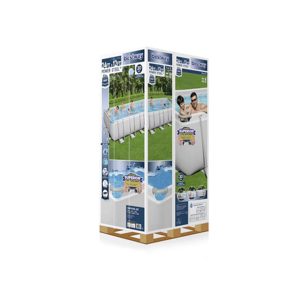 24 x 12-Foot Rectangular Above Ground Swimming Pool Set with Pump K8859