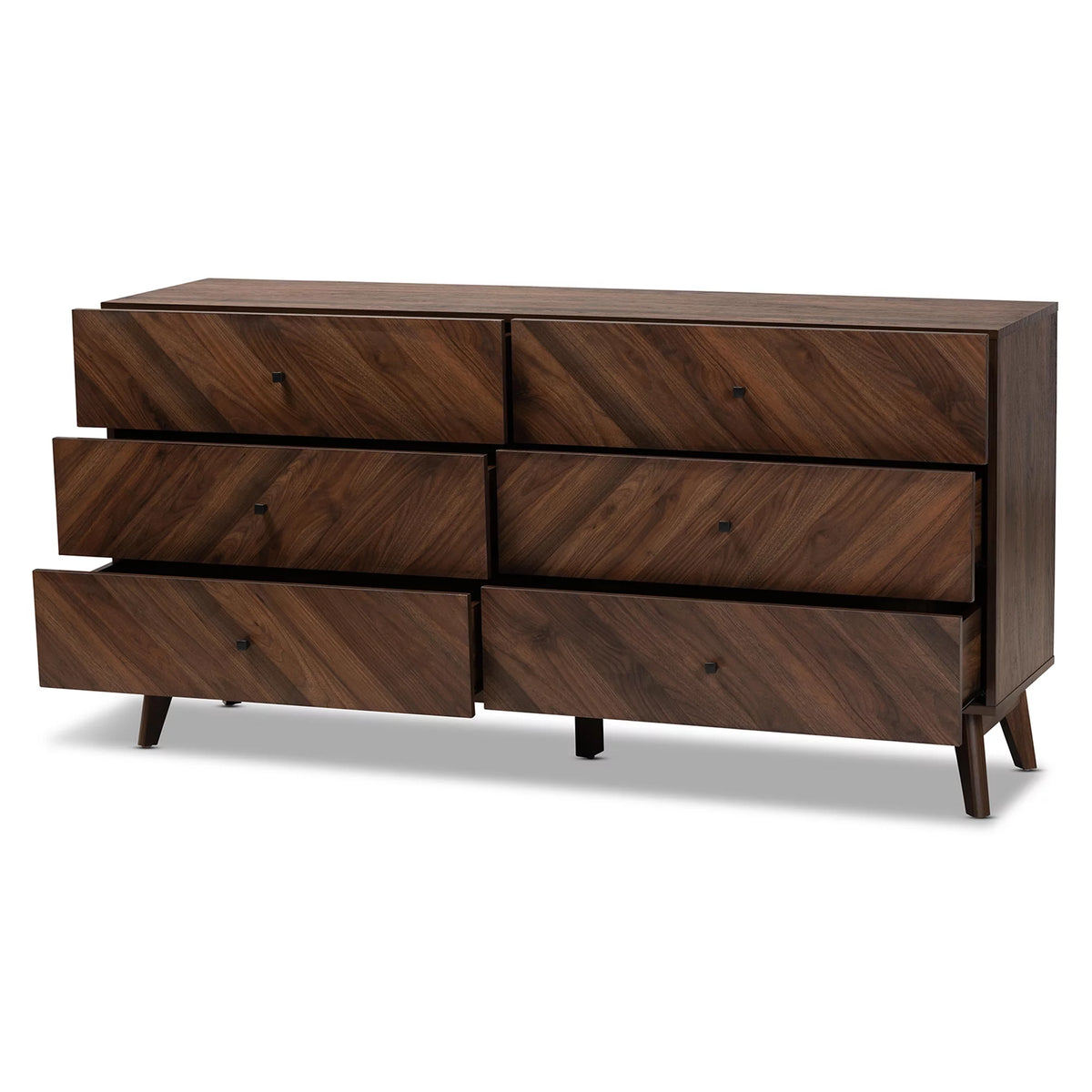 Walnut Brown Wood 6-Drawer Dresser F42111