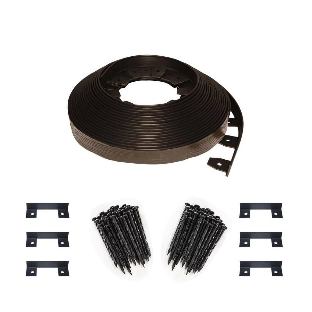 Heavy Duty No-Dig Landscape Edging, 90 ft. kit, Brown Woodgrain Q61747