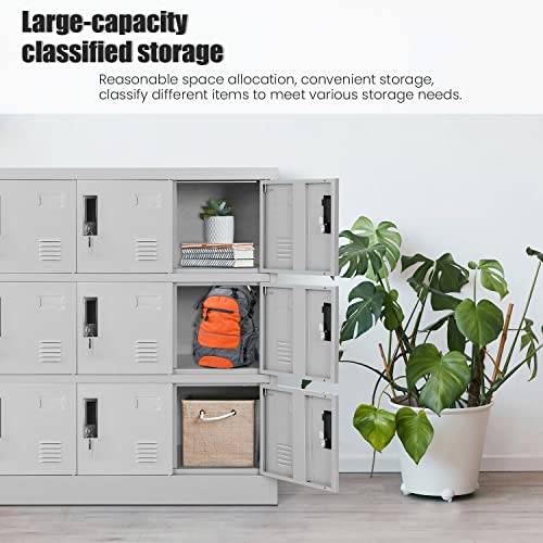 9 Door Black Steel Storage Locker with Lock I988584