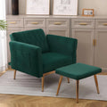 Dark Green Velvet 2 in 1 Accent Chair with Ottoman B169840