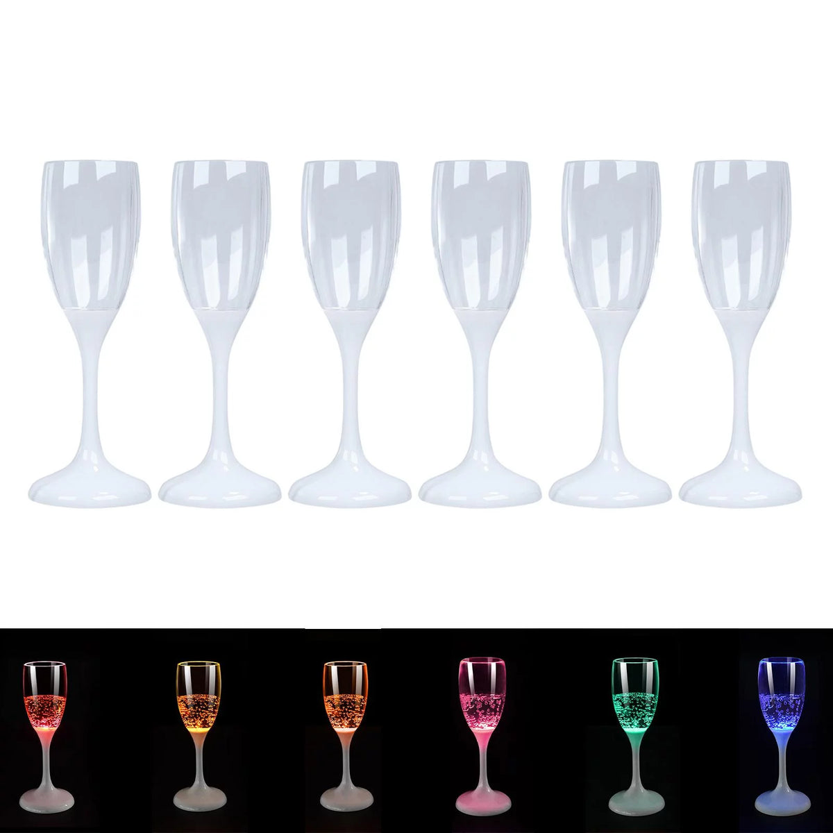 6Pcs LED Flute Glasses Drinkware O674207