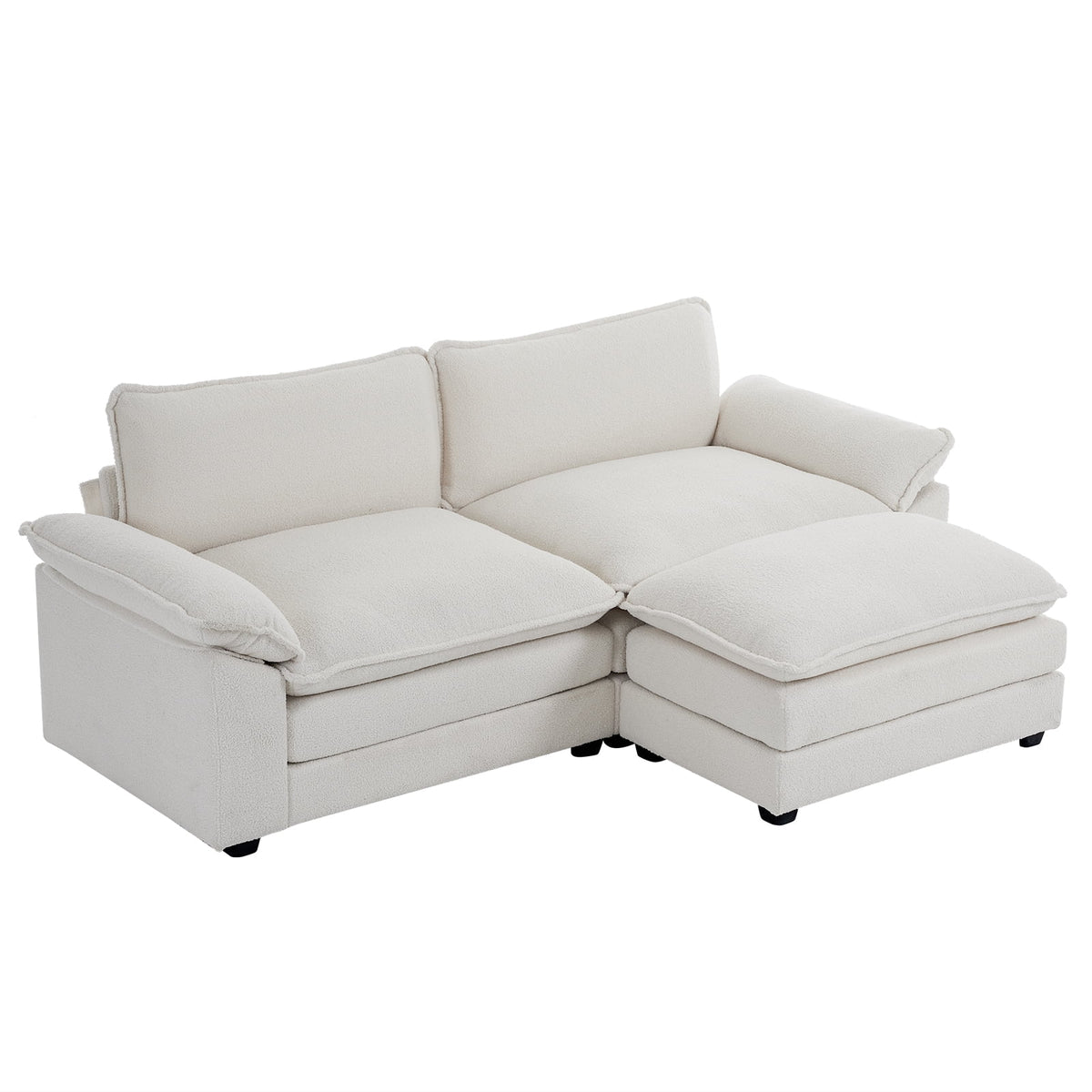 Dark Grey L Shaped Chenille Sectional Sofa with Ottoman A54691