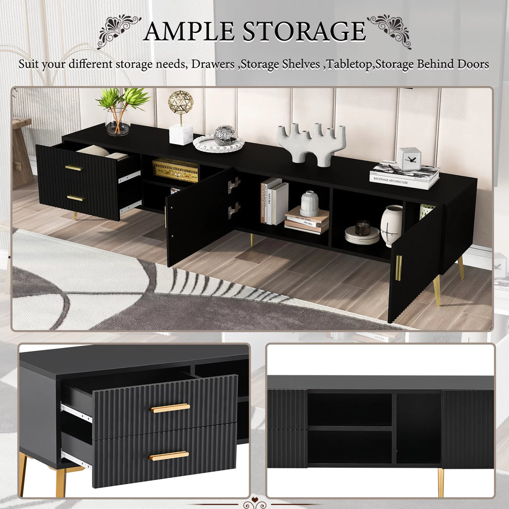 75" Black TV Stand with Storage F599803