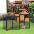 Elevated Wood-metal Pet House with Slide-Out Tray Q2892