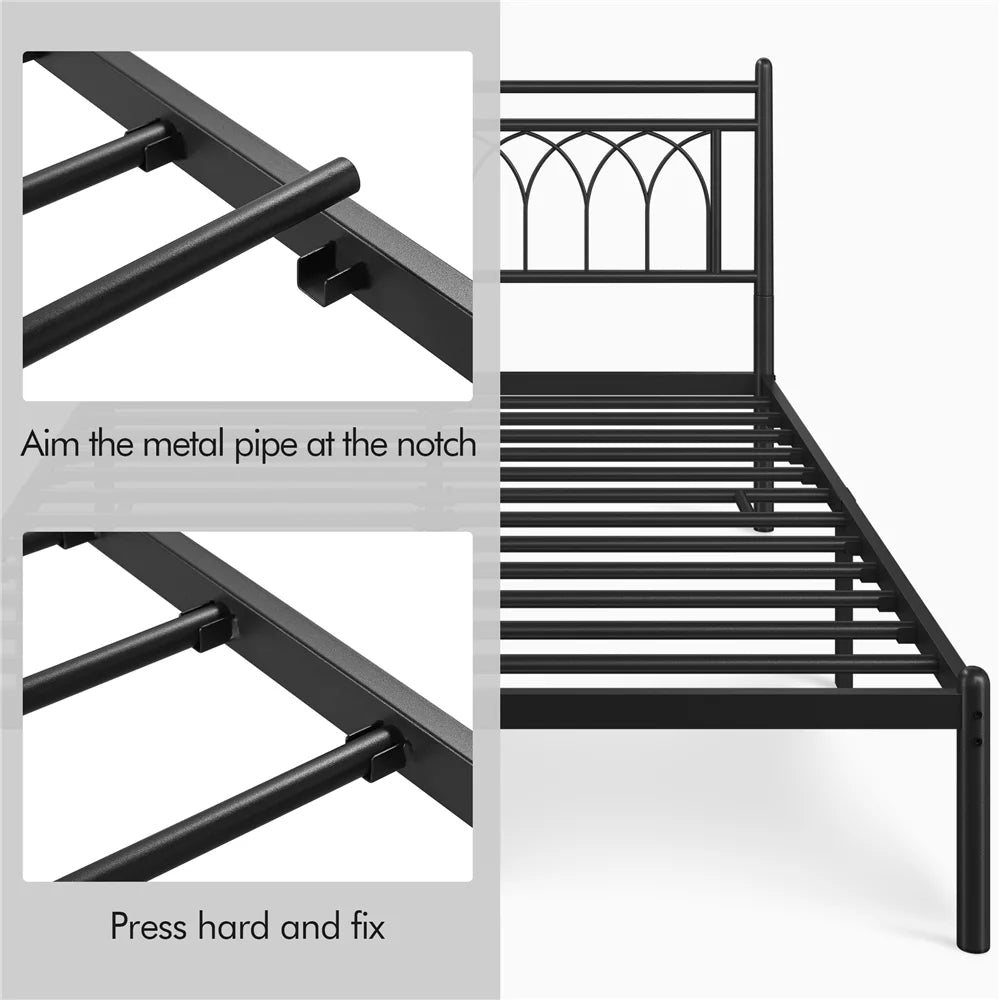 Queen Size Black Metal Platform Bed V717