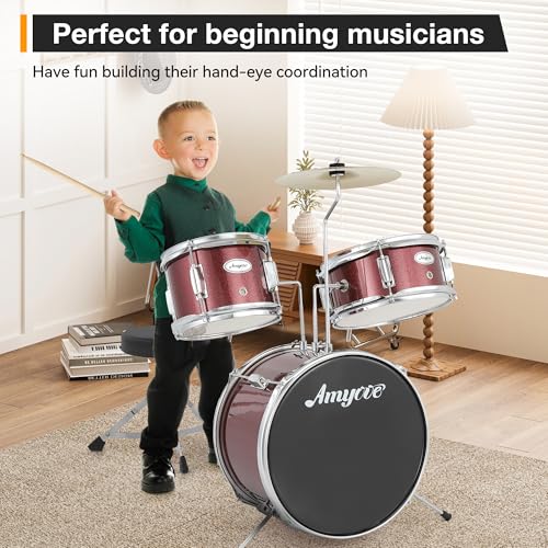 Black 3-Piece Drum Set with Stool H99349