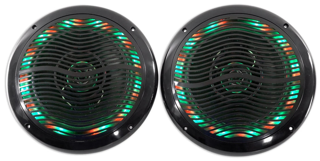 Black 6.5 Marine Speakers with Multi Color LED C4076