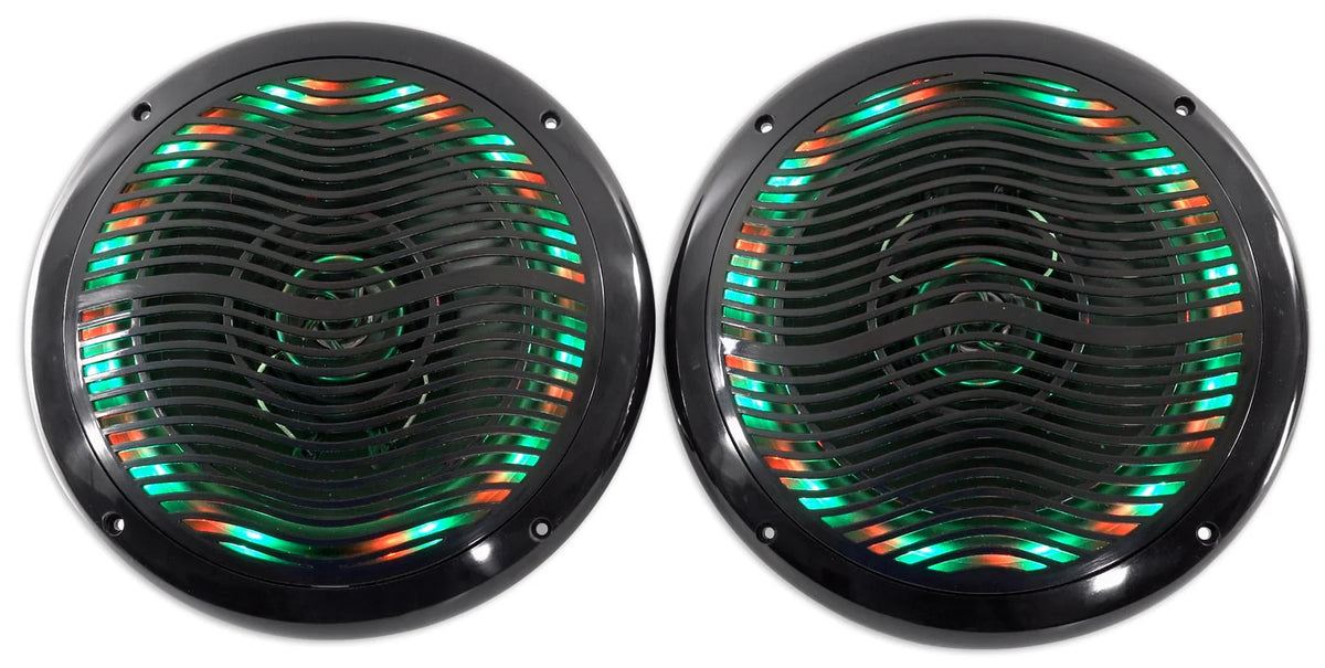 Black 6.5 Marine Speakers with Multi Color LED C4076