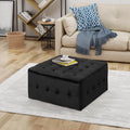 Black Velvet Tufted Ottoman I4195