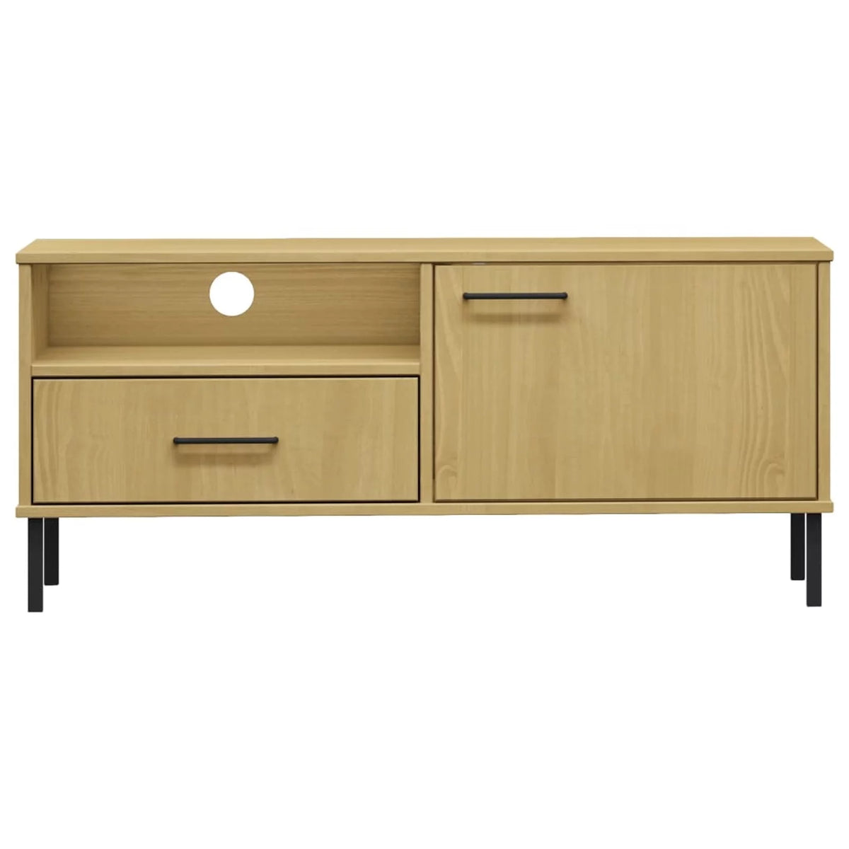 Pine Wood TV Cabinet with Storage Drawer, Door and Shelf F891725