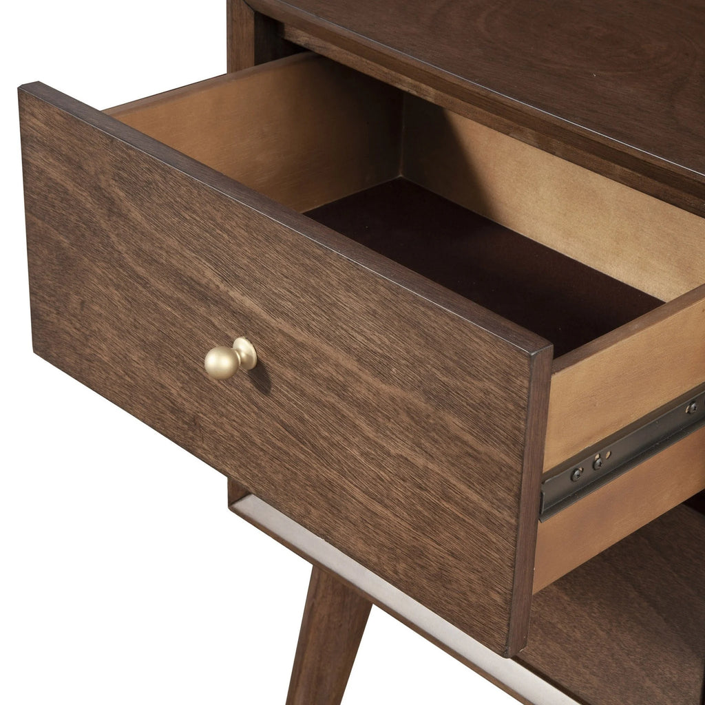 Dark Brown Wood 2 Drawer Nightstand Z940627