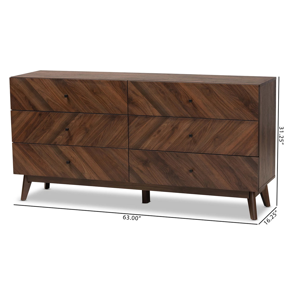 Walnut Brown Wood 6-Drawer Dresser F42111