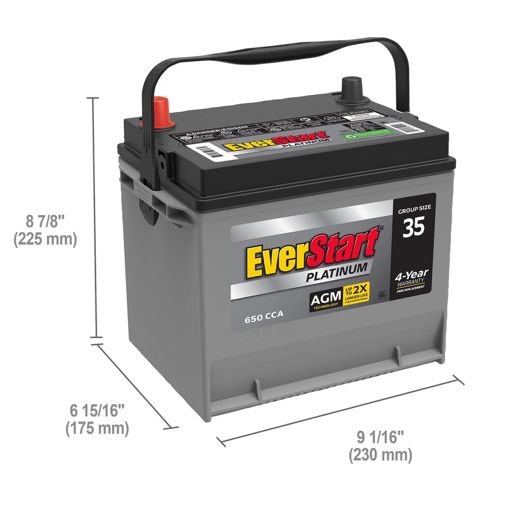 AGM Automotive Battery Group Size 35 12 Volt 650 CCA Y1930
