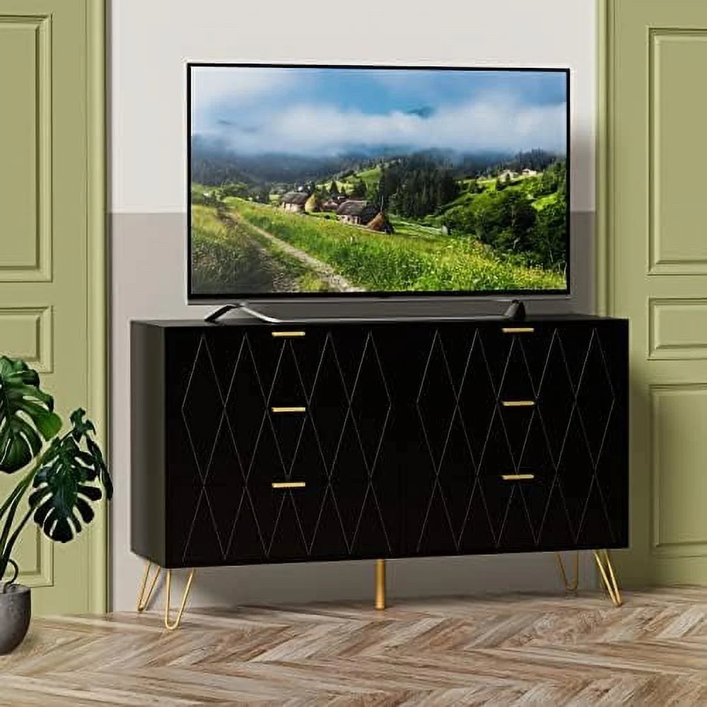 Black 9 Drawer Wood Dresser V45181