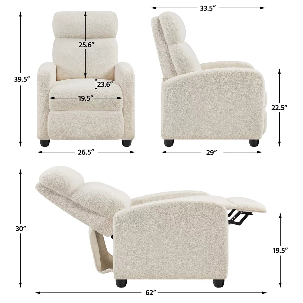 Adjustable Upholstered Boucle Recliner Chair K75402