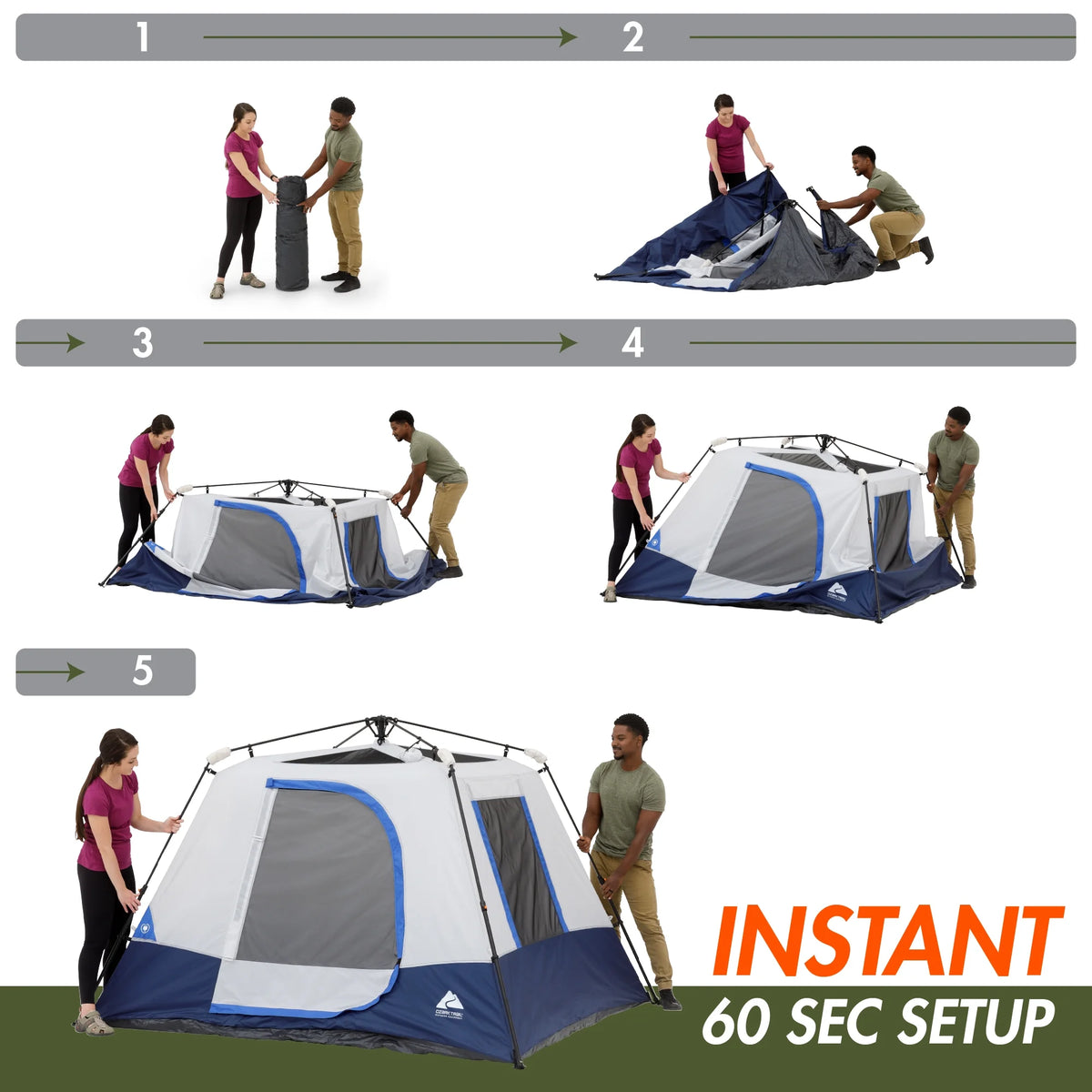 4-Person Instant Cabin Tent with LED Lighted Hub Y543471