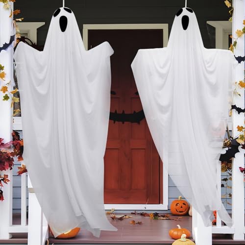 2 Pack 55" Light up Hanging Ghosts Decorations with LED Lights G8630