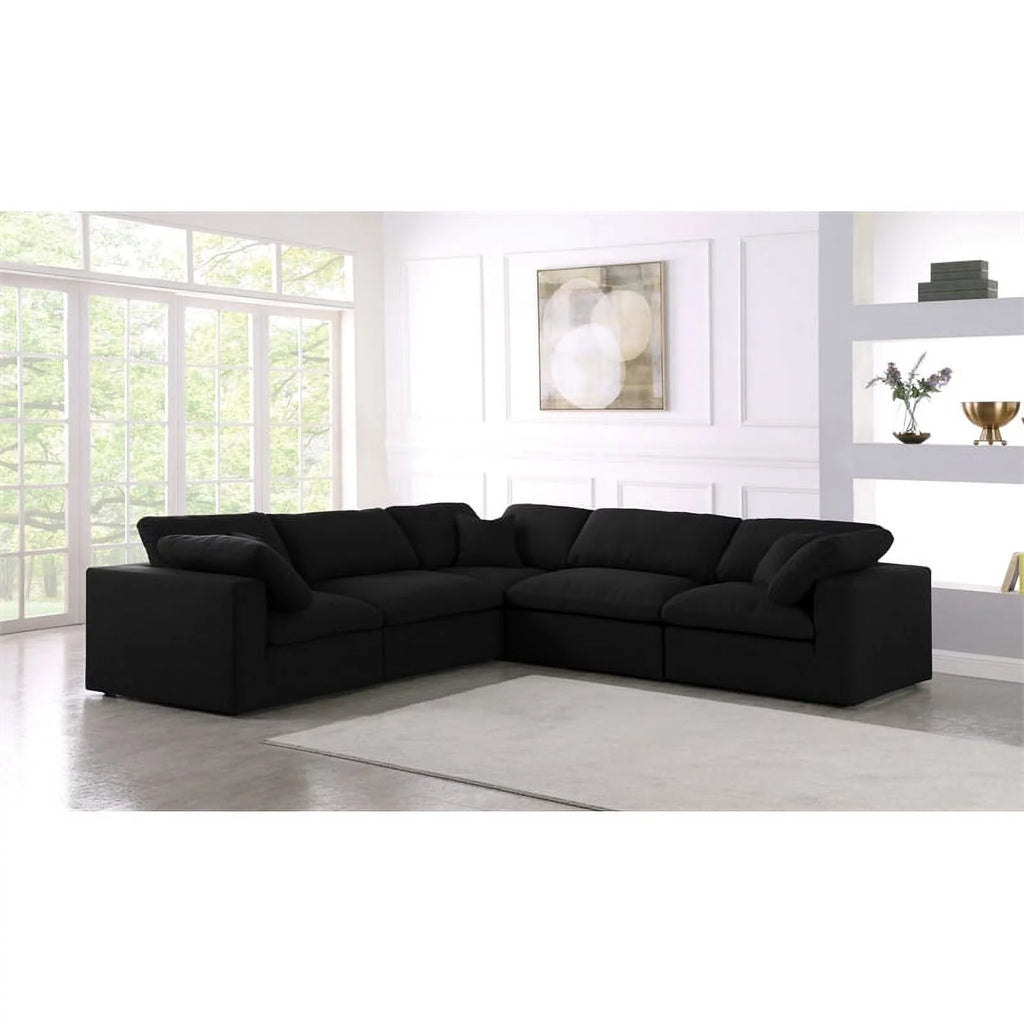 Black Linen Fabric Modular Sectional H819