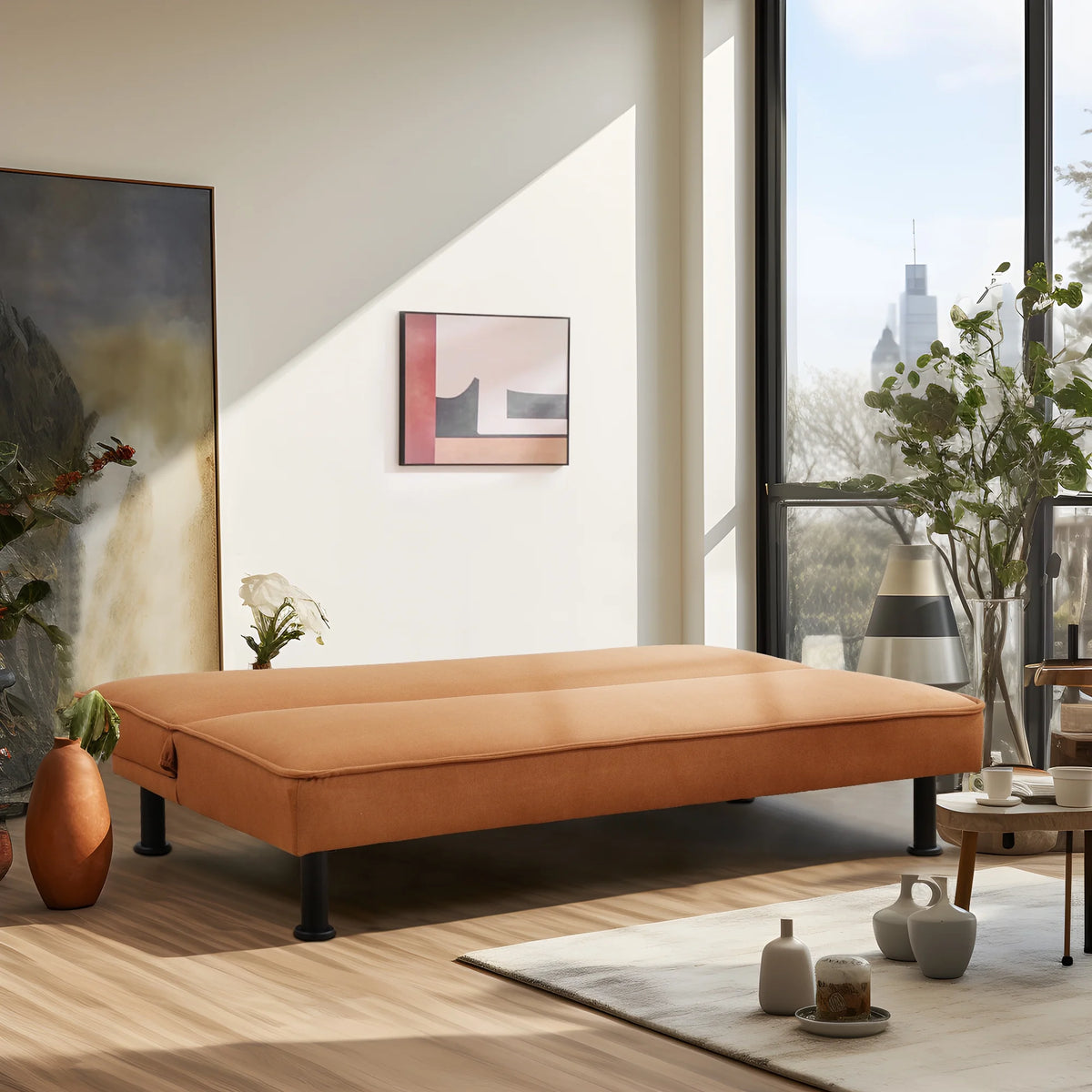 Flannel Convertible Sleeper Futon Sofa Bed L1725