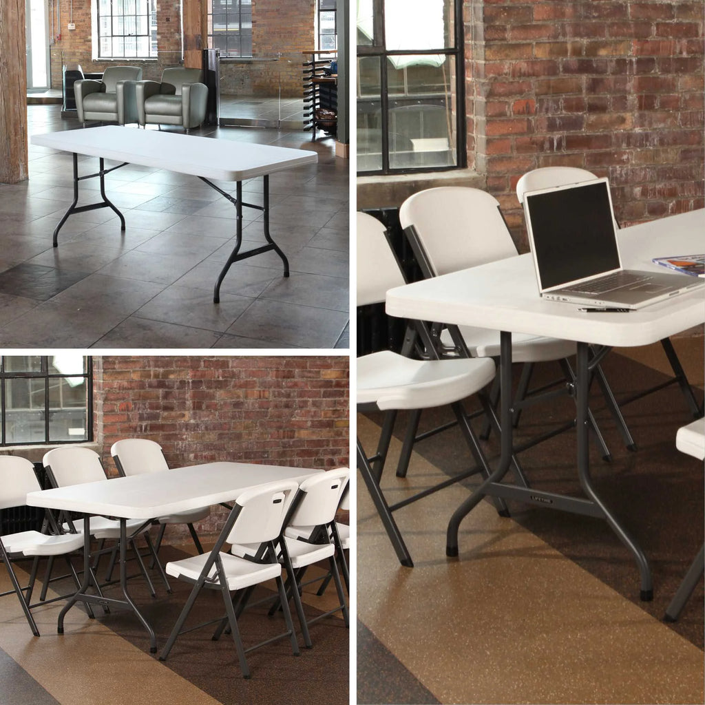 6 Foot Rectangle Folding Table White Granite N394646