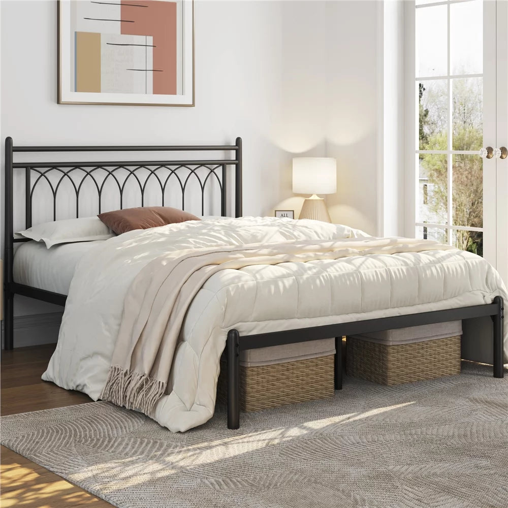 Queen Size Black Metal Platform Bed V717