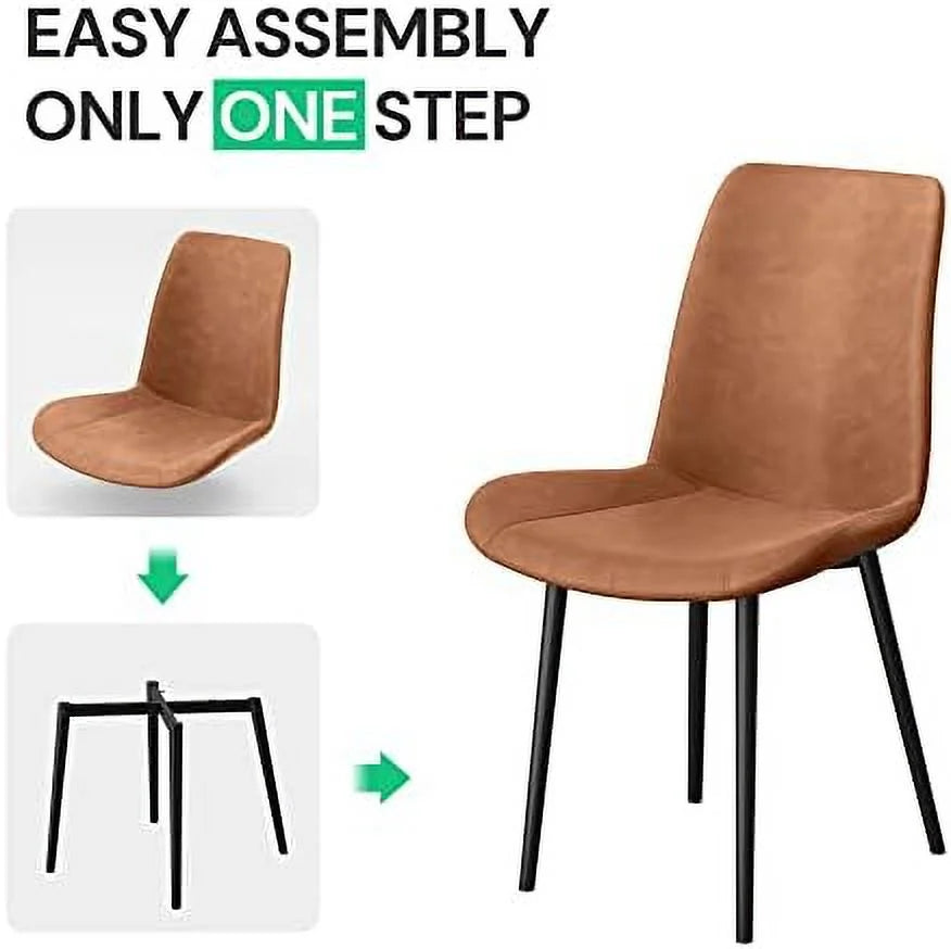 Faux Leather Dining Chairs Set of 2 Metal Legs C888613