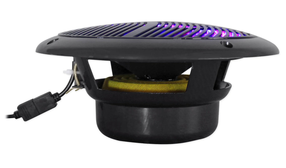 Black 6.5 Marine Speakers with Multi Color LED C4076