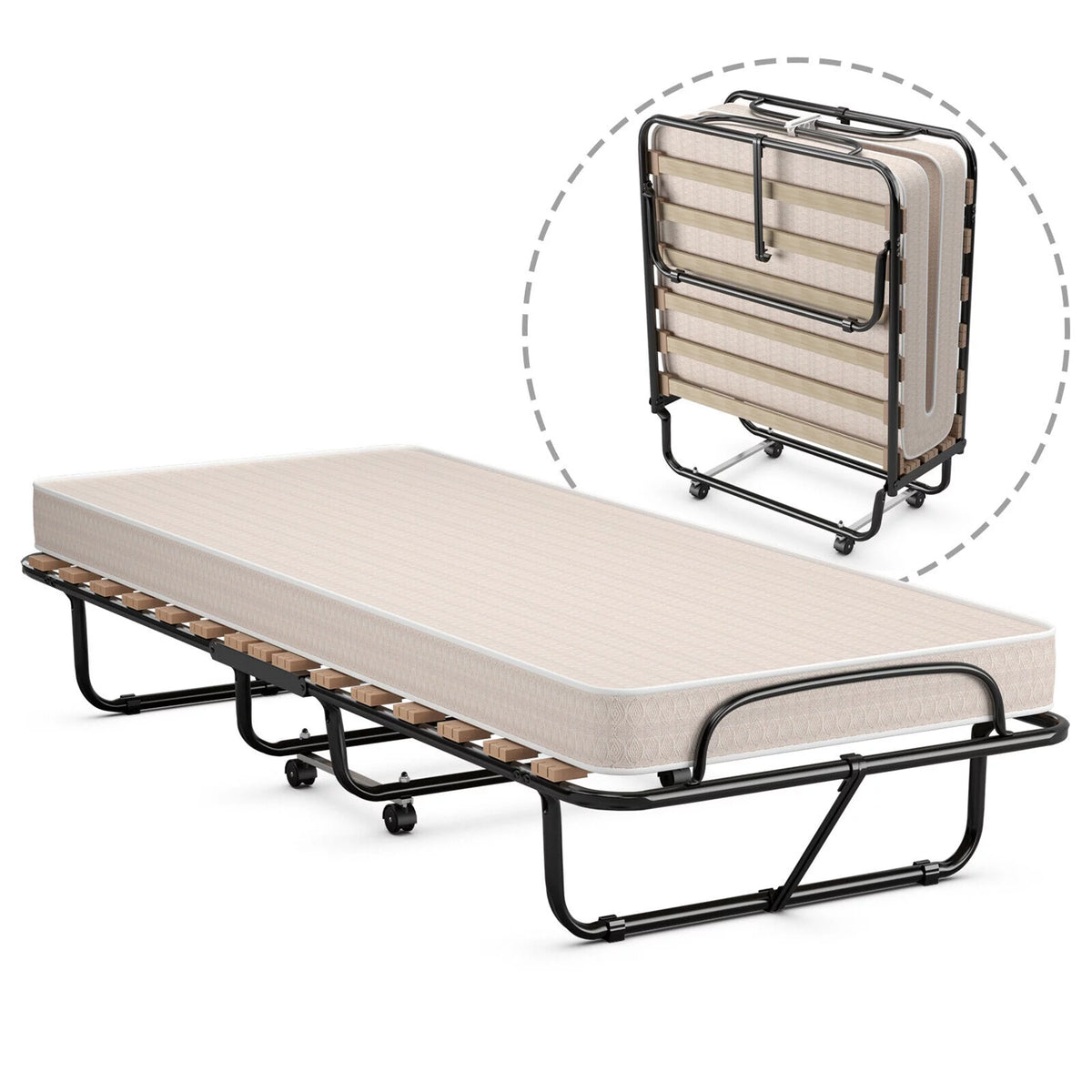 Folding Bed with Memory Foam Mattress W790149