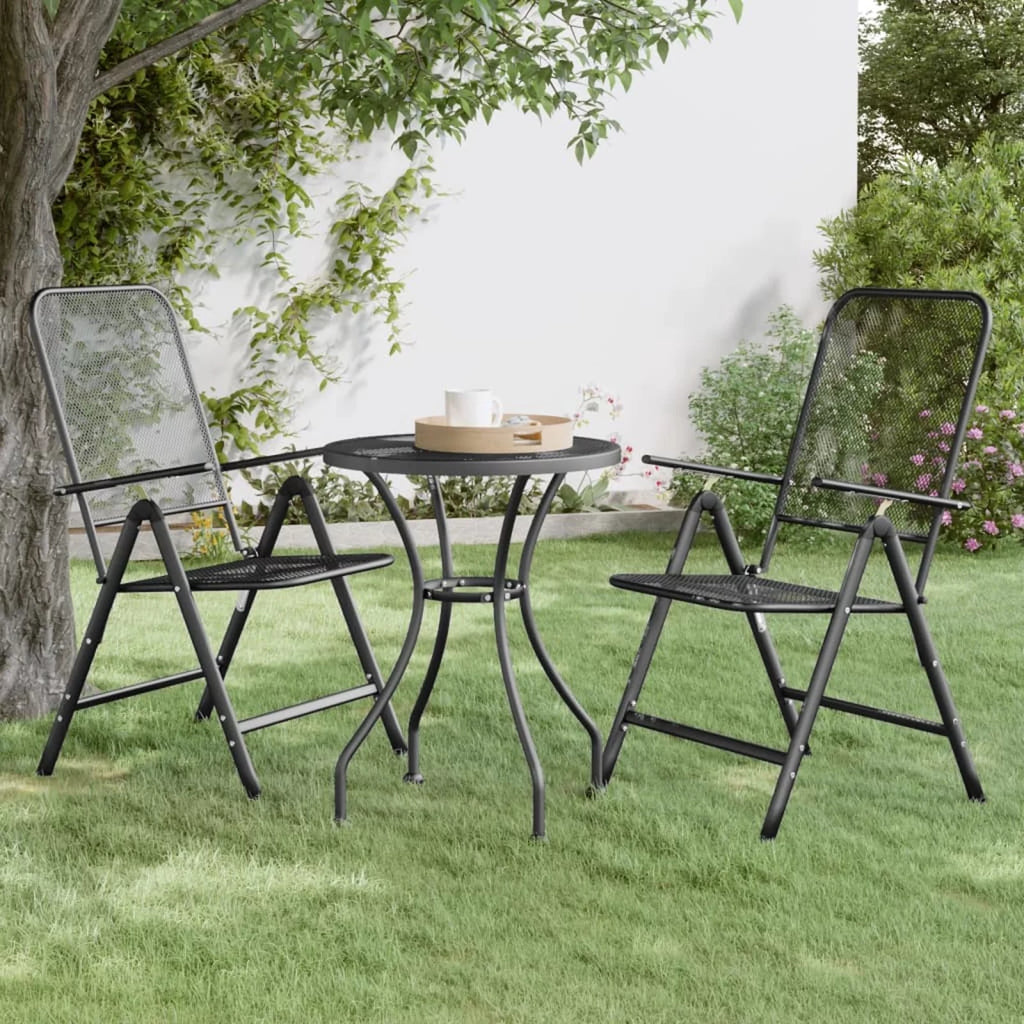 Folding Patio Chairs 2 pcs Metal Mesh Anthracite P113