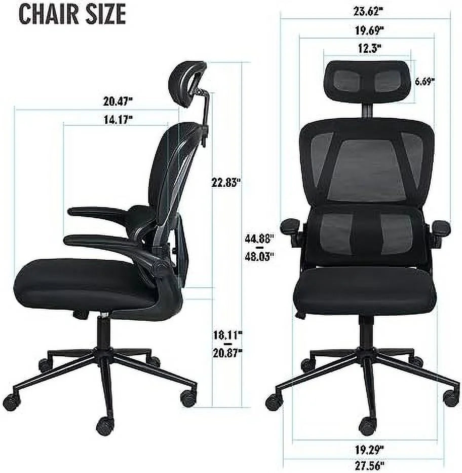 Black Mesh Reclining Office Chair with Lumbar Support J928372